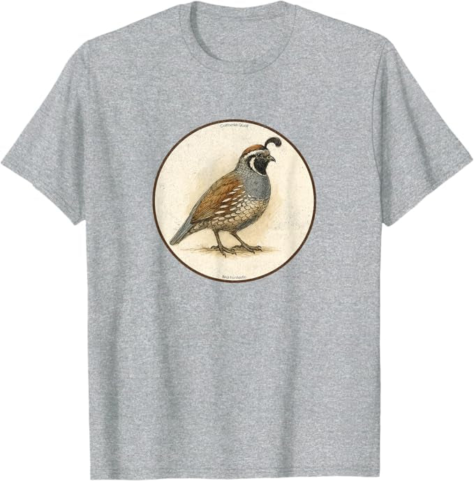 California Quail T-Shirt Retro Design by Bird.fan | Men's Birding Graphic Tee