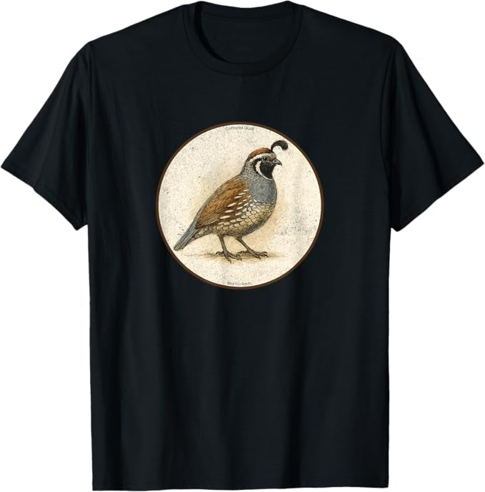 California Quail T-Shirt Retro Design by Bird.fan | Men's Birding Graphic Tee