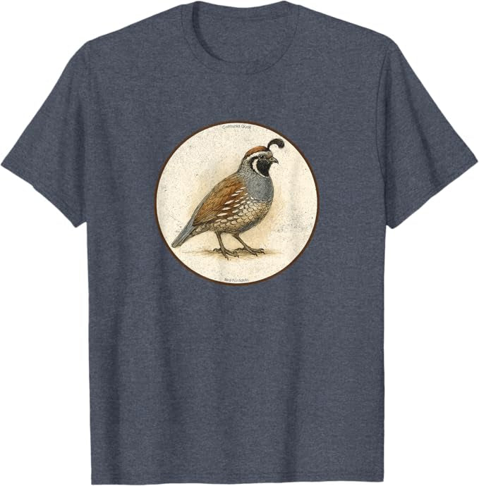 California Quail T-Shirt Retro Design by Bird.fan | Men's Birding Graphic Tee