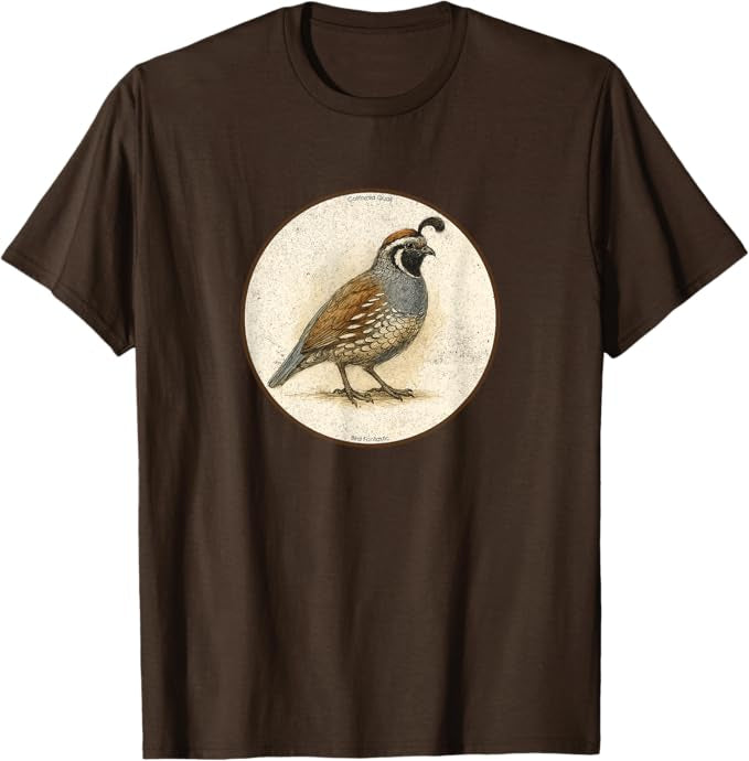 California Quail T-Shirt Retro Design by Bird.fan | Men's Birding Graphic Tee