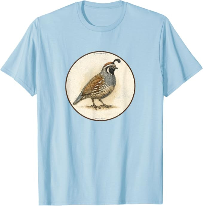 California Quail T-Shirt Retro Design by Bird.fan | Men's Birding Graphic Tee