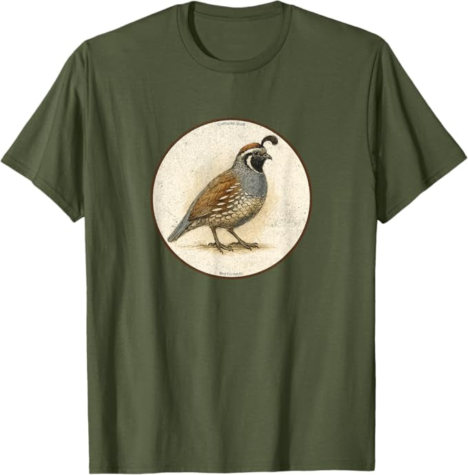 California Quail T-Shirt Retro Design by Bird.fan | Men's Birding Graphic Tee