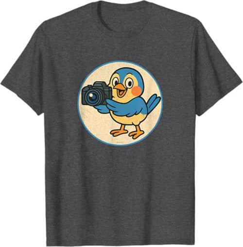 Retro Camera Bird Funny T-Shirt by Bird.fan Cute Graphic Tee