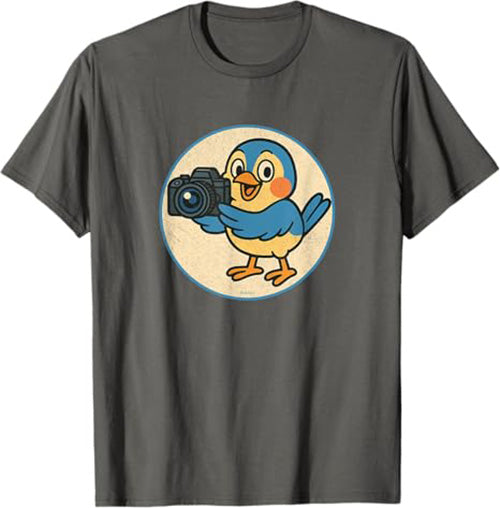 Retro Camera Bird Funny T-Shirt by Bird.fan Cute Graphic Tee