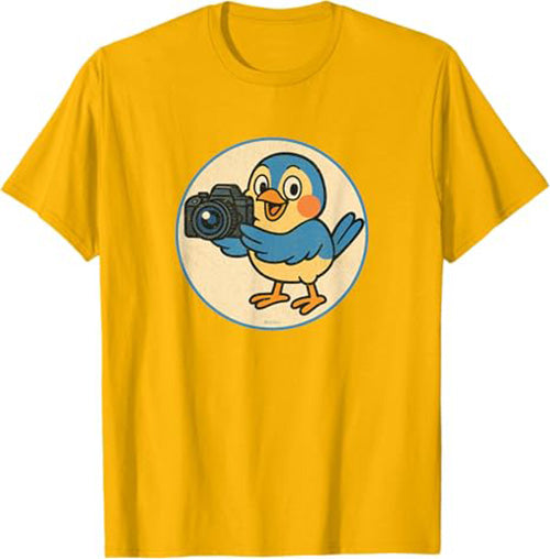 Retro Camera Bird Funny T-Shirt by Bird.fan Cute Graphic Tee
