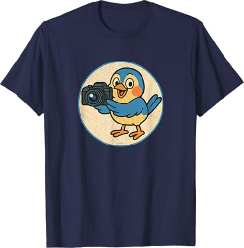 Retro Camera Bird Funny T-Shirt by Bird.fan Cute Graphic Tee