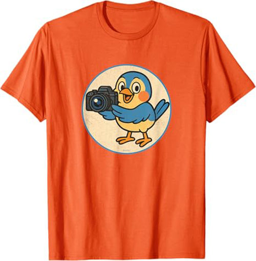 Retro Camera Bird Funny T-Shirt by Bird.fan Cute Graphic Tee