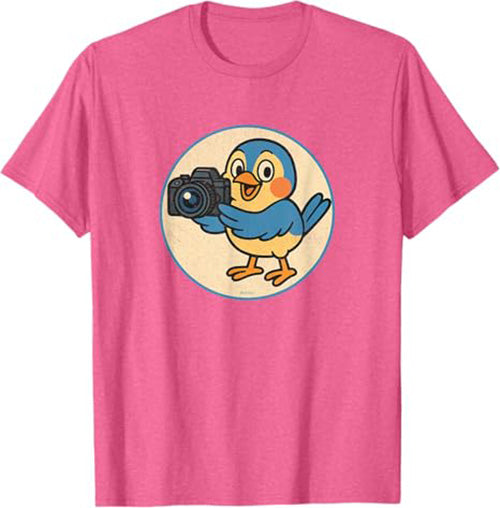 Retro Camera Bird Funny T-Shirt by Bird.fan Cute Graphic Tee