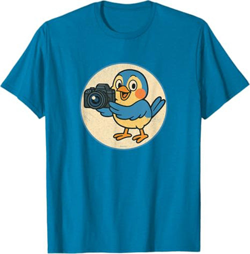 Retro Camera Bird Funny T-Shirt by Bird.fan Cute Graphic Tee