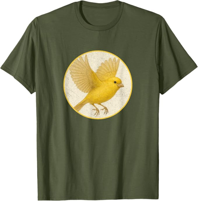 Canary T-Shirt Retro Design by Bird.fan | Men's Birding Graphic Tee
