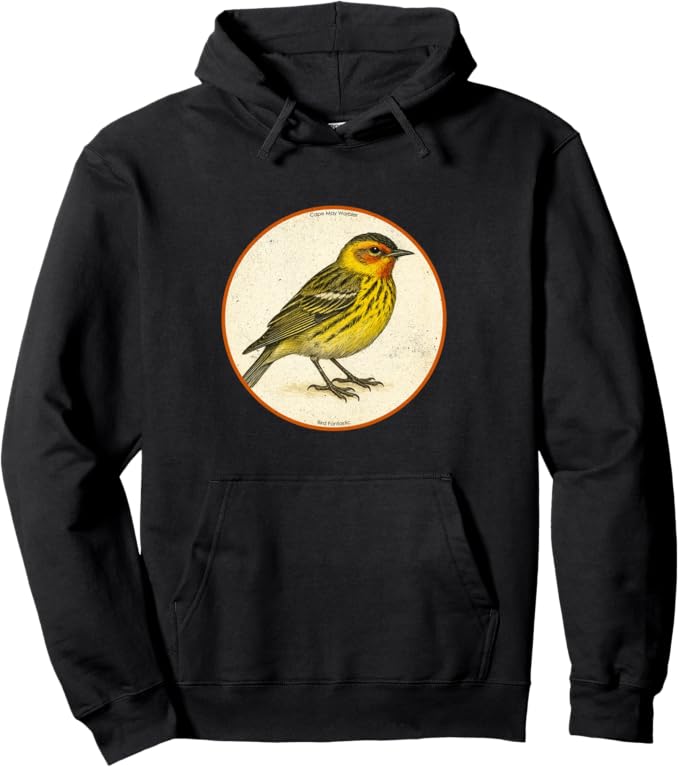 Retro Cape May Warbler Hoodie – Vintage Bird Design Sweatshirt