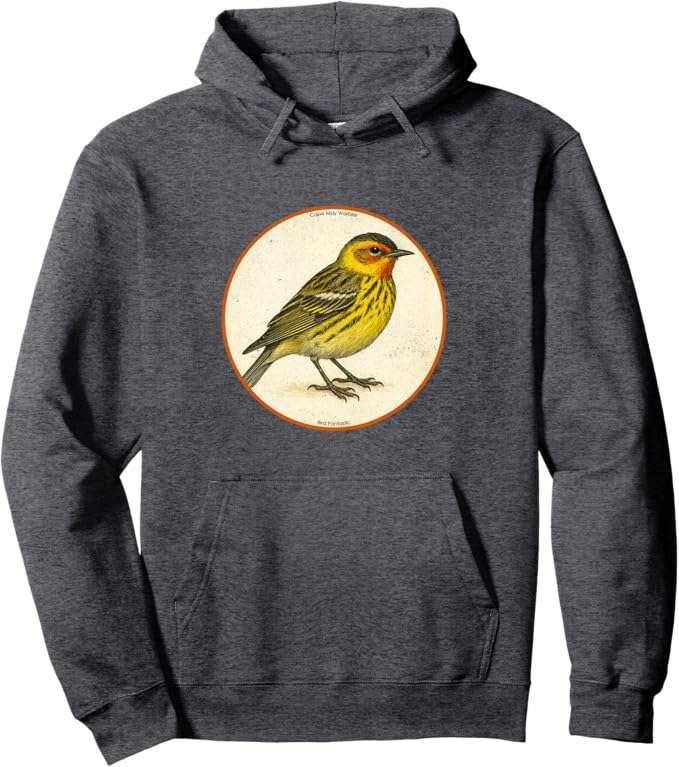 Retro Cape May Warbler Hoodie – Vintage Bird Design Sweatshirt