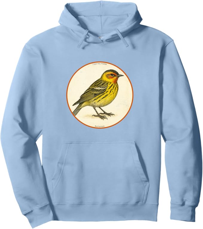 Retro Cape May Warbler Hoodie – Vintage Bird Design Sweatshirt
