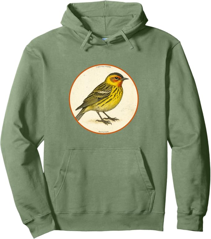 Retro Cape May Warbler Hoodie – Vintage Bird Design Sweatshirt