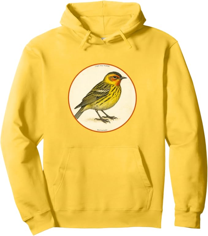 Retro Cape May Warbler Hoodie – Vintage Bird Design Sweatshirt