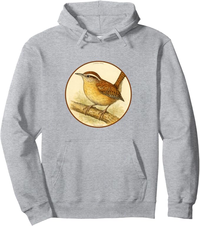 Retro Carolina Wren Hoodie – Vintage Bird Design Sweatshirt