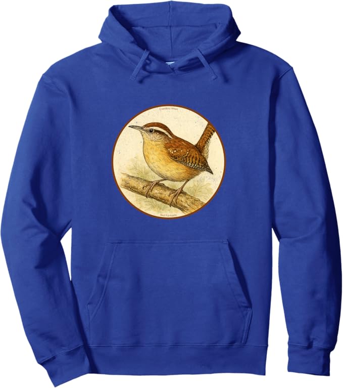 Retro Carolina Wren Hoodie – Vintage Bird Design Sweatshirt