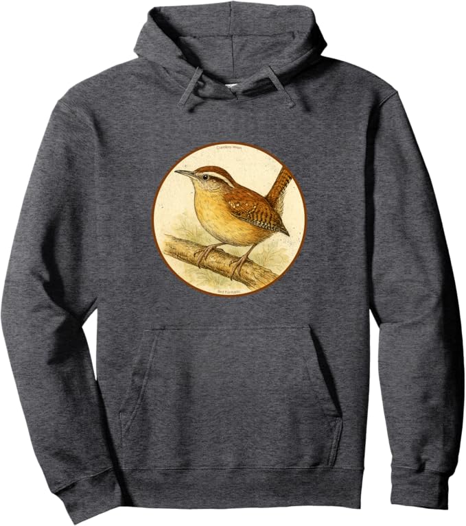 Retro Carolina Wren Hoodie – Vintage Bird Design Sweatshirt