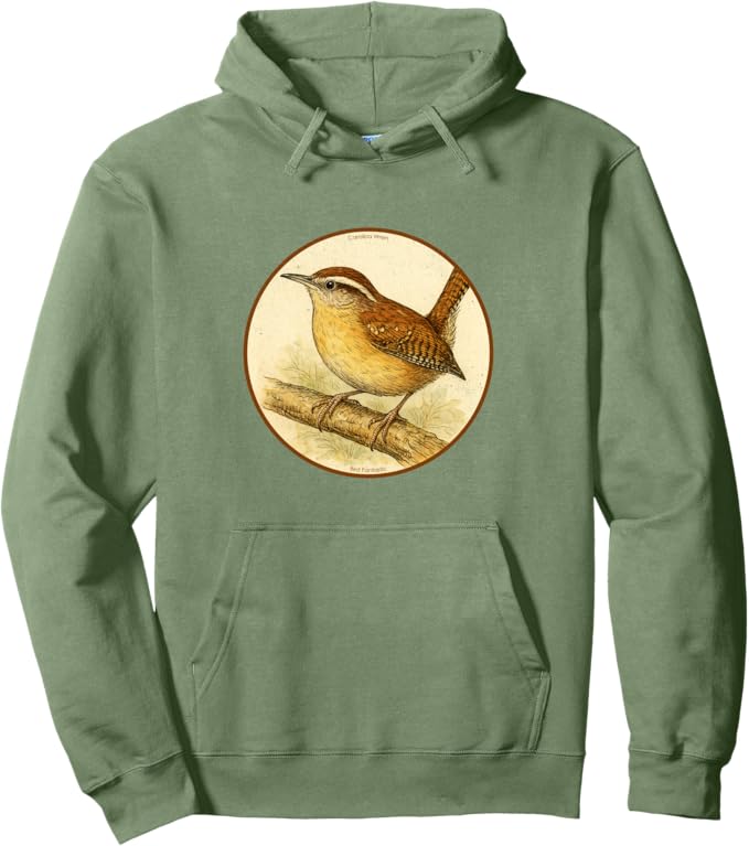 Retro Carolina Wren Hoodie – Vintage Bird Design Sweatshirt