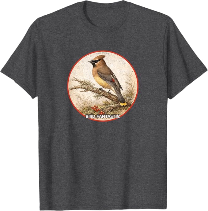 Retro Cedar Waxwing T-Shirt Design 10 Colors by Bird Fantastic | Birding Graphic Tee