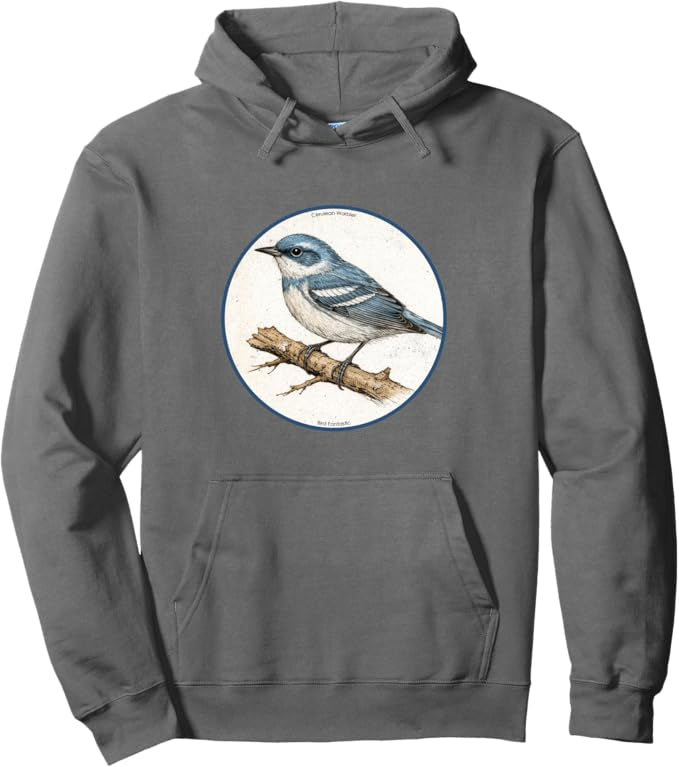 Retro Cerulean Warbler Hoodie – Vintage Bird Design Sweatshirt