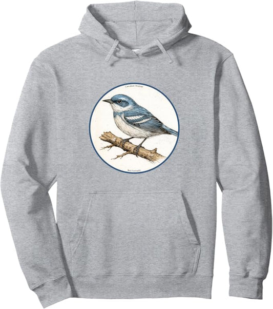 Retro Cerulean Warbler Hoodie – Vintage Bird Design Sweatshirt