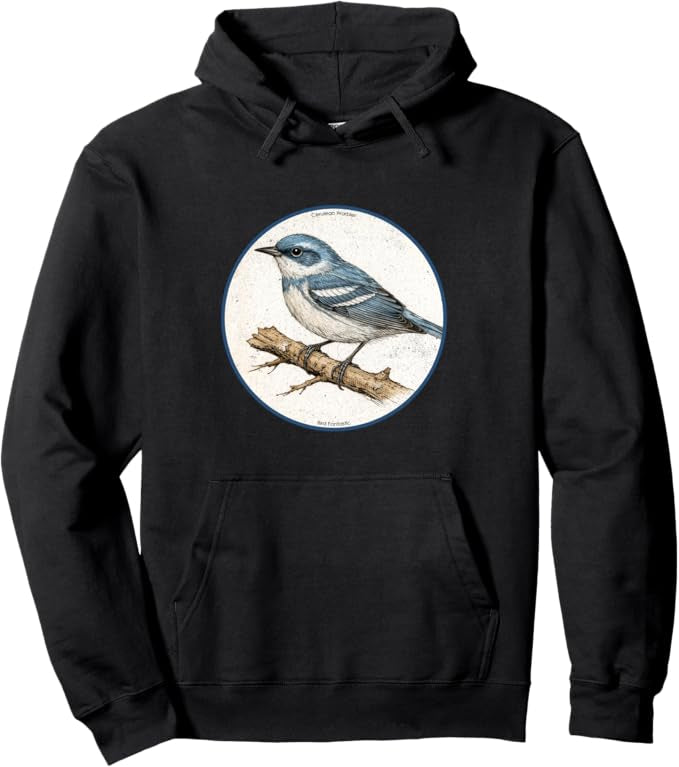 Retro Cerulean Warbler Hoodie – Vintage Bird Design Sweatshirt