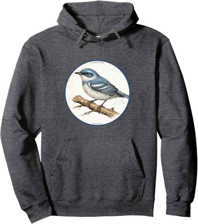 Retro Cerulean Warbler Hoodie – Vintage Bird Design Sweatshirt