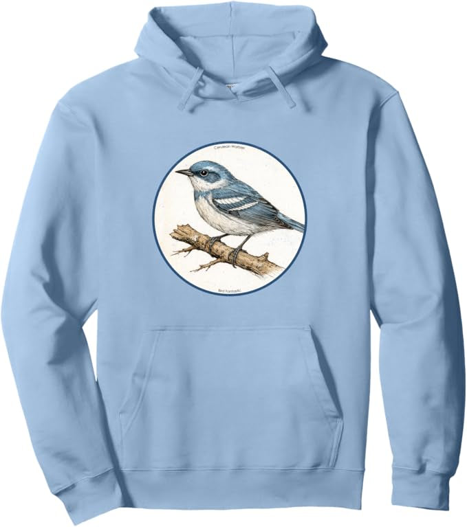 Retro Cerulean Warbler Hoodie – Vintage Bird Design Sweatshirt