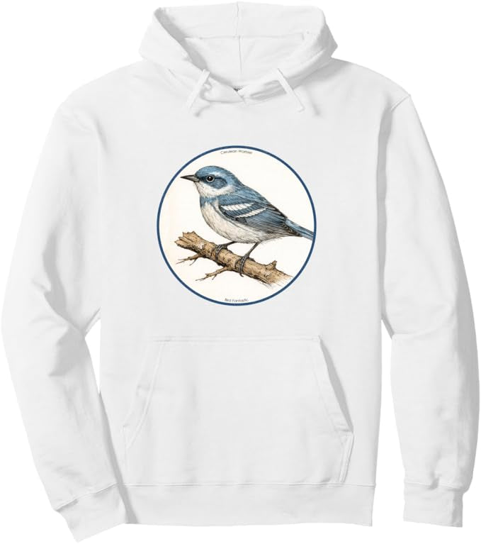 Retro Cerulean Warbler Hoodie – Vintage Bird Design Sweatshirt