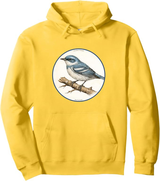 Retro Cerulean Warbler Hoodie – Vintage Bird Design Sweatshirt
