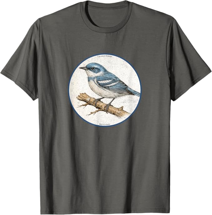 Retro Cerulean Warbler T-Shirt Design 10 Colors by Bird Fantastic | Birding Graphic Tee