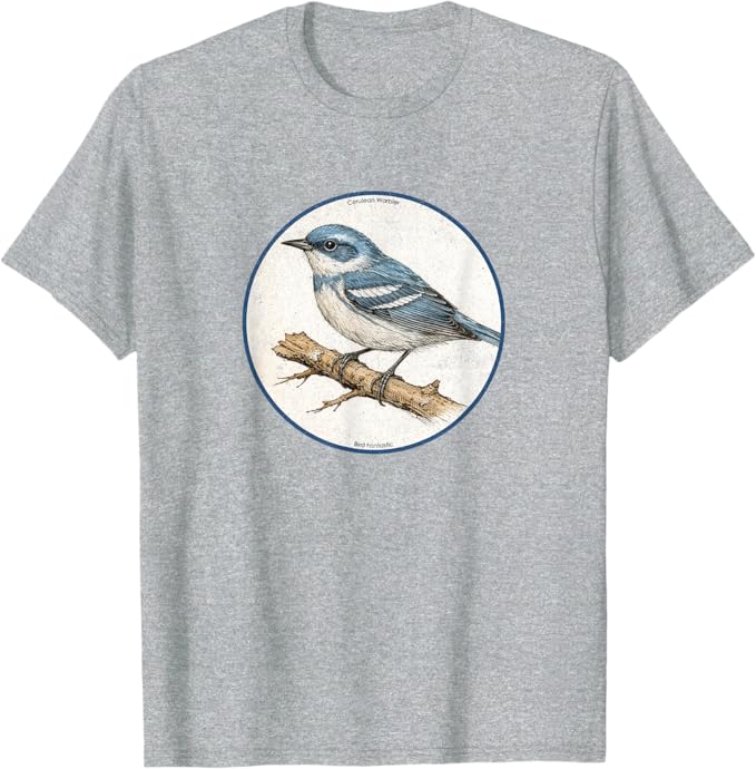 Retro Cerulean Warbler T-Shirt Design 10 Colors by Bird Fantastic | Birding Graphic Tee
