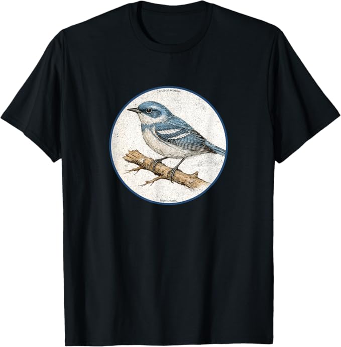 Retro Cerulean Warbler T-Shirt Design 10 Colors by Bird Fantastic | Birding Graphic Tee