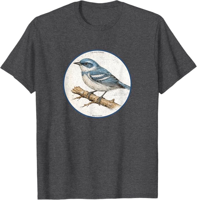 Retro Cerulean Warbler T-Shirt Design 10 Colors by Bird Fantastic | Birding Graphic Tee