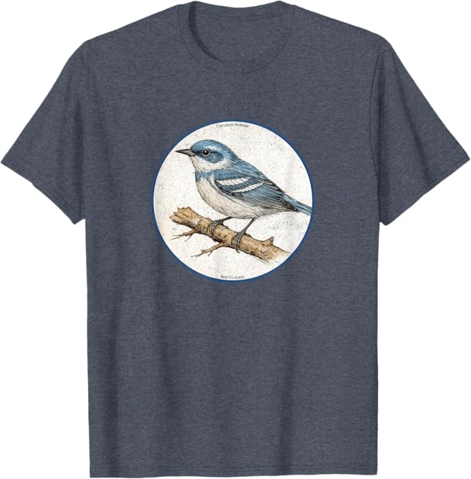 Retro Cerulean Warbler T-Shirt Design 10 Colors by Bird Fantastic | Birding Graphic Tee