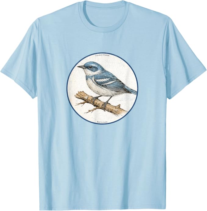 Retro Cerulean Warbler T-Shirt Design 10 Colors by Bird Fantastic | Birding Graphic Tee