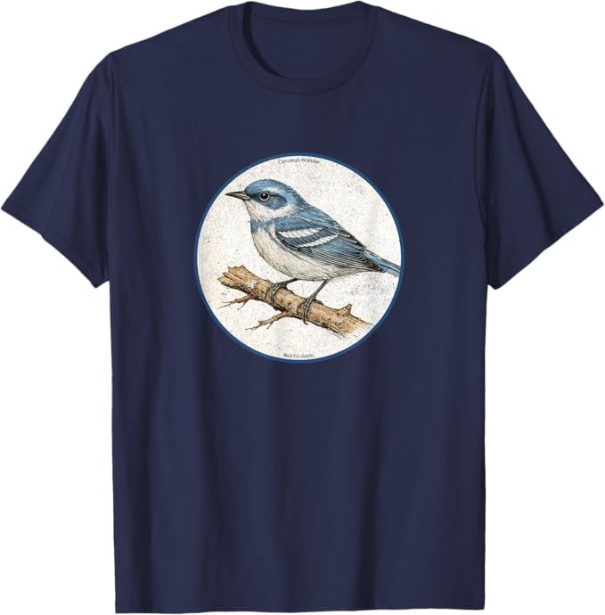 Retro Cerulean Warbler T-Shirt Design 10 Colors by Bird Fantastic | Birding Graphic Tee