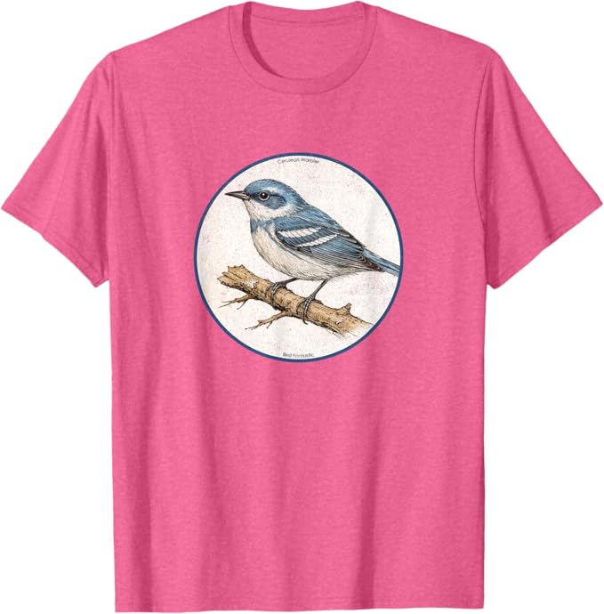 Retro Cerulean Warbler T-Shirt Design 10 Colors by Bird Fantastic | Birding Graphic Tee