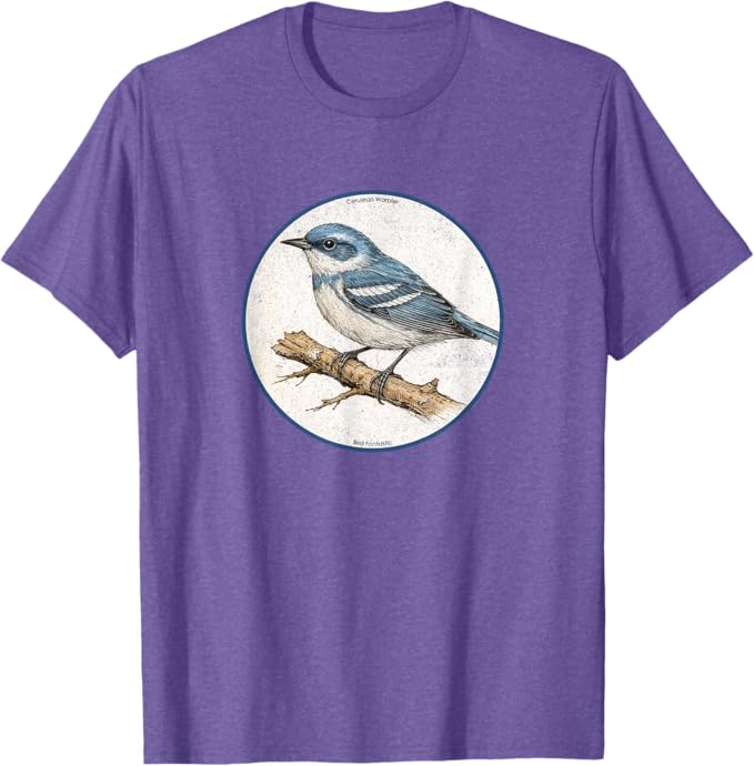 Retro Cerulean Warbler T-Shirt Design 10 Colors by Bird Fantastic | Birding Graphic Tee