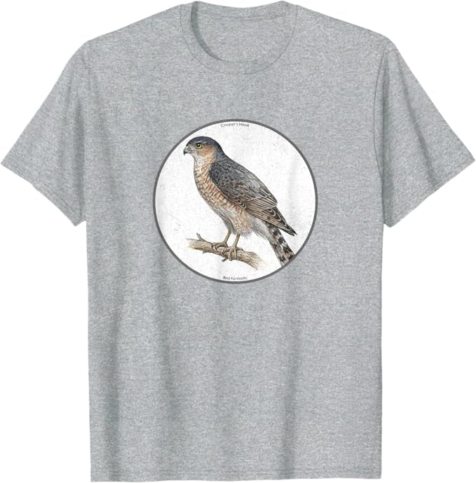 Retro Cooper's Hawk Bird Design T-Shirt Design 10 Colors by Bird.Fan | Birding Graphic Tee