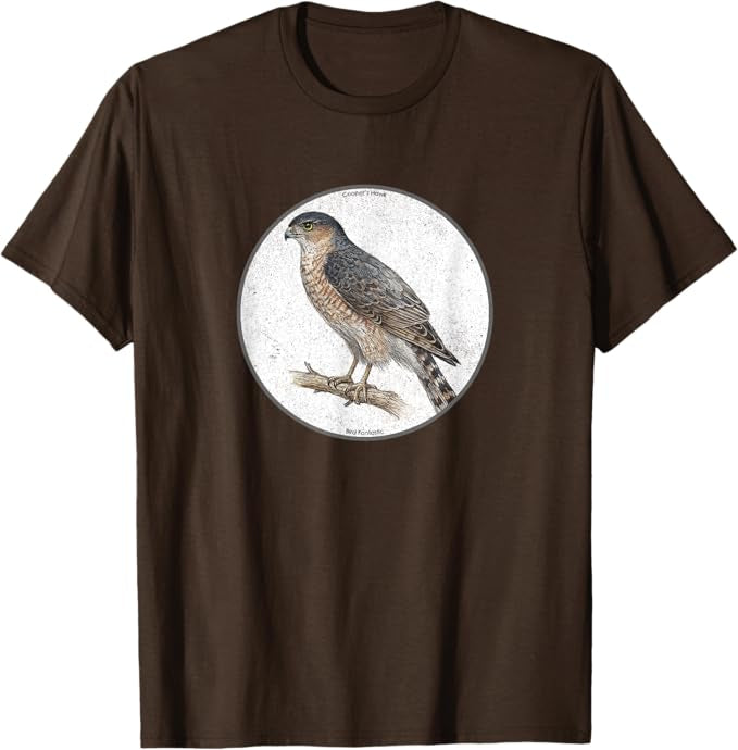 Retro Cooper's Hawk Bird Design T-Shirt Design 10 Colors by Bird.Fan | Birding Graphic Tee