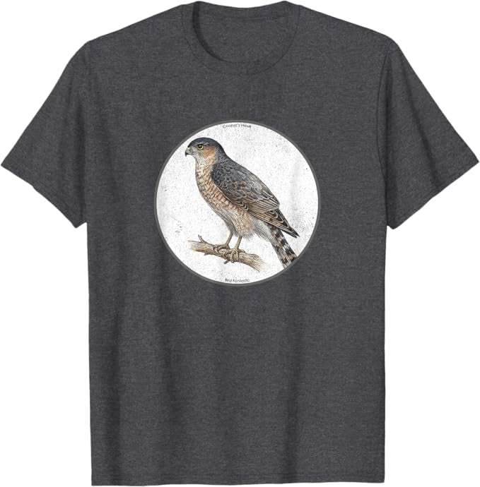 Retro Cooper's Hawk Bird Design T-Shirt Design 10 Colors by Bird.Fan | Birding Graphic Tee