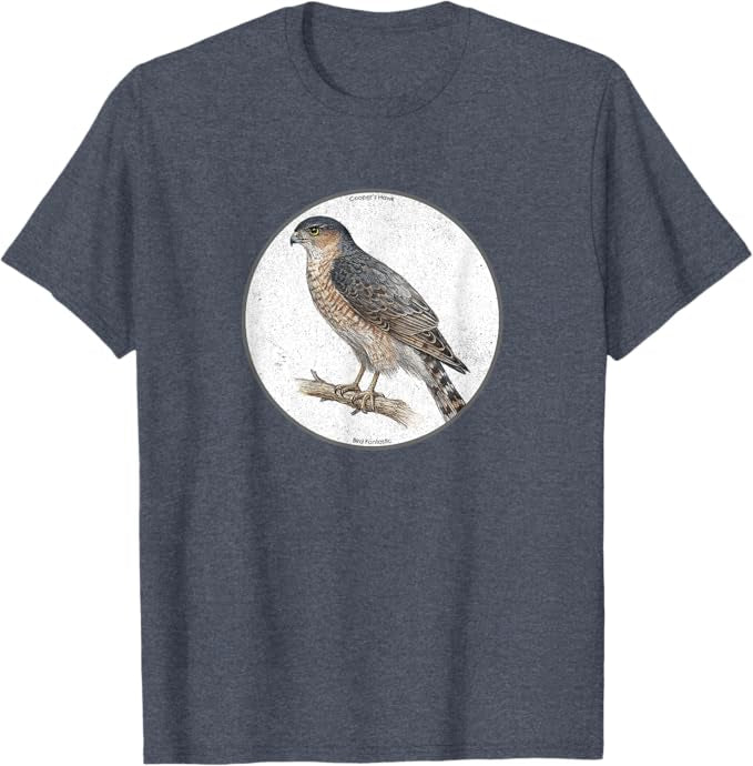 Retro Cooper's Hawk Bird Design T-Shirt Design 10 Colors by Bird.Fan | Birding Graphic Tee