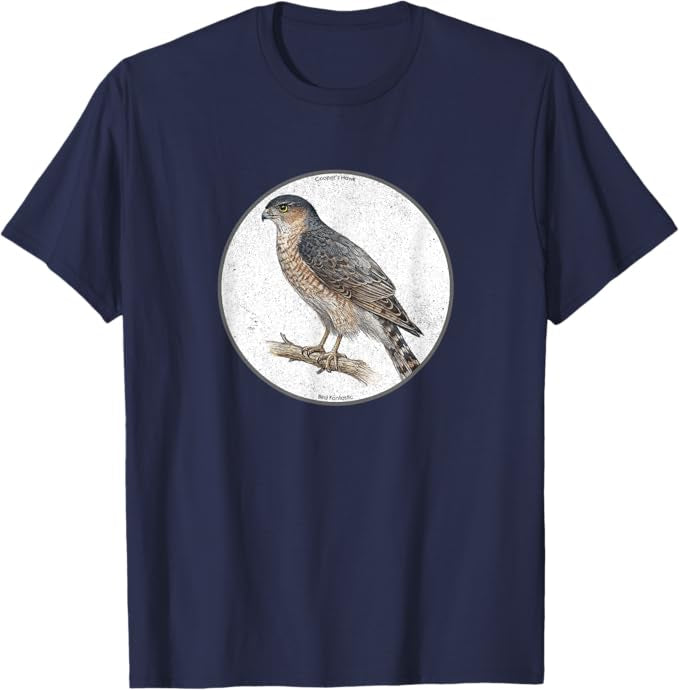 Retro Cooper's Hawk Bird Design T-Shirt Design 10 Colors by Bird.Fan | Birding Graphic Tee