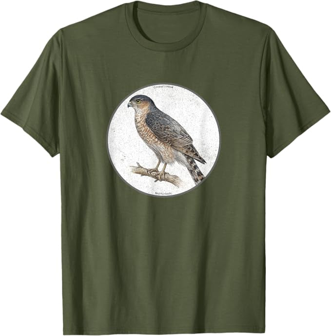Retro Cooper's Hawk Bird Design T-Shirt Design 10 Colors by Bird.Fan | Birding Graphic Tee