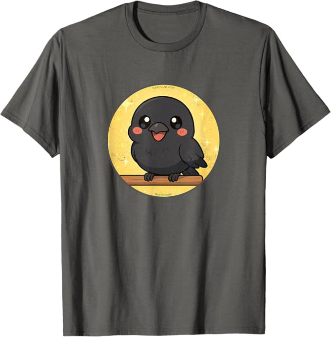 Super Cute American Crow Anime Bird Design by Bird.fan | Birding Graphic Tee