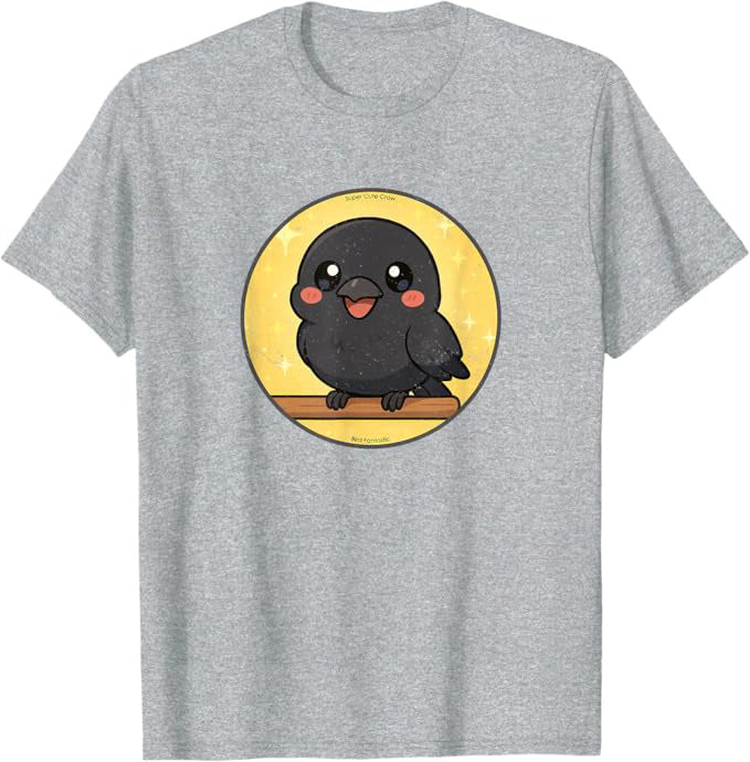 Super Cute American Crow Anime Bird Design by Bird.fan | Birding Graphic Tee