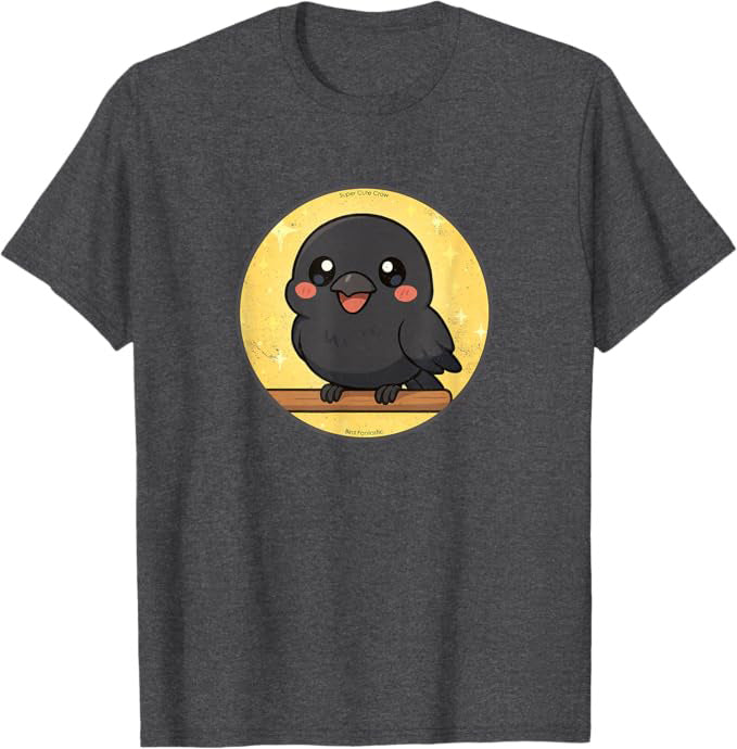 Super Cute American Crow Anime Bird Design by Bird.fan | Birding Graphic Tee