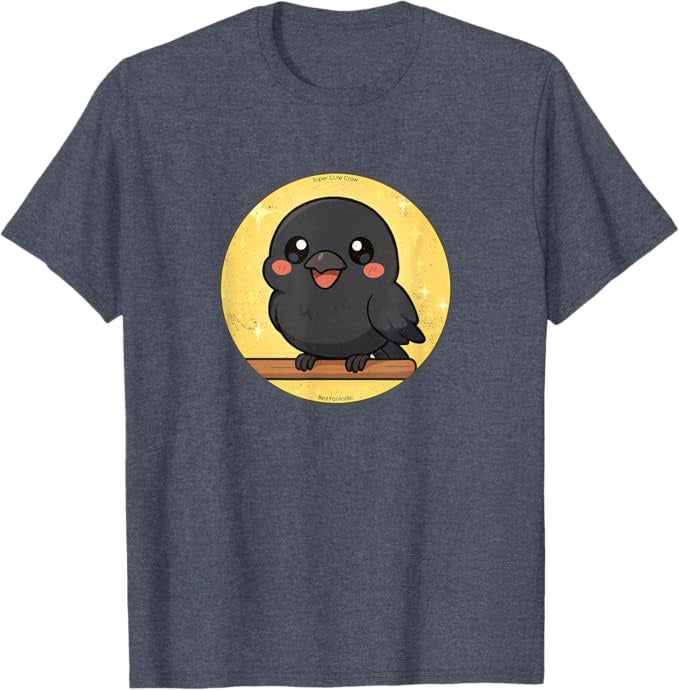 Super Cute American Crow Anime Bird Design by Bird.fan | Birding Graphic Tee